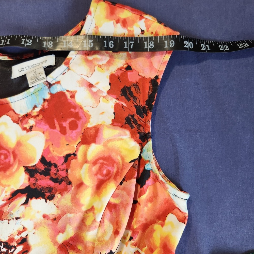 Liz Claiborne Painterly Floral Classic Heritage Summer Sundress Size 16 - Picture 8 of 12